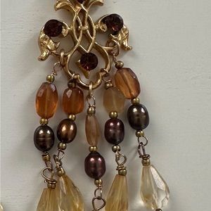 Erin Gallagher chandelier earrings. Citron.   Topaz.